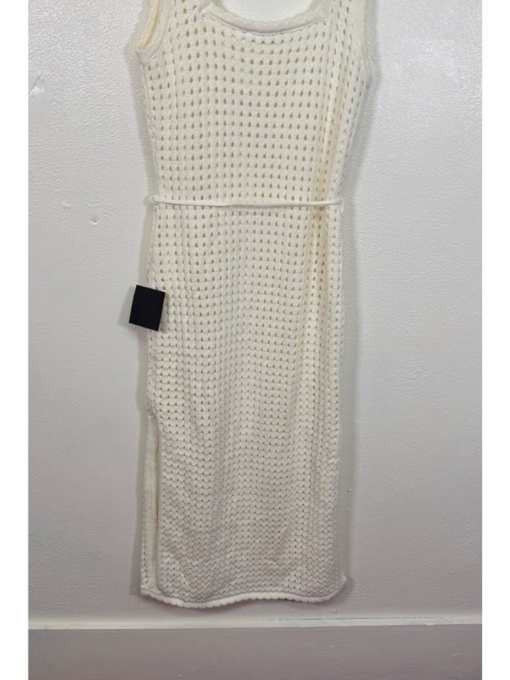 NWT Lulus Sunshine Babe Ivory Knit Crochet Midi Sweater Dress Retro Chic Large - Picture 4 of 16